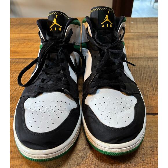 Nike Air Jordan 1 Retro Mid SE Oakland Shoes Sneakers Green Yellow Mens Size 13 - Picture 9 of 16
